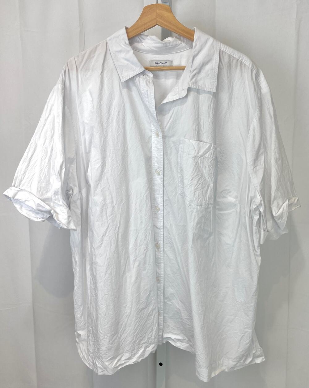 MADEWELL Signature Poplin Short Sleeve Button Down Shirt White Size 2X Plus